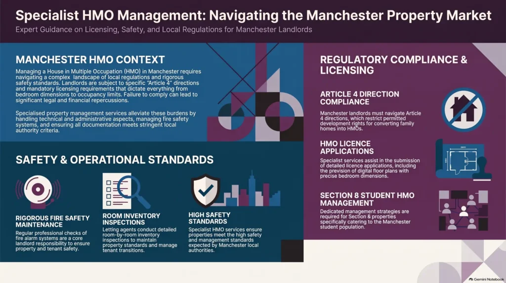 HMO property management services, landlords in Manchester, HMO landlord responsibilities, house in multiple occupation, Manchester HMO licensing, Article 4 direction Manchester, Section 8 student HMO, property management Manchester