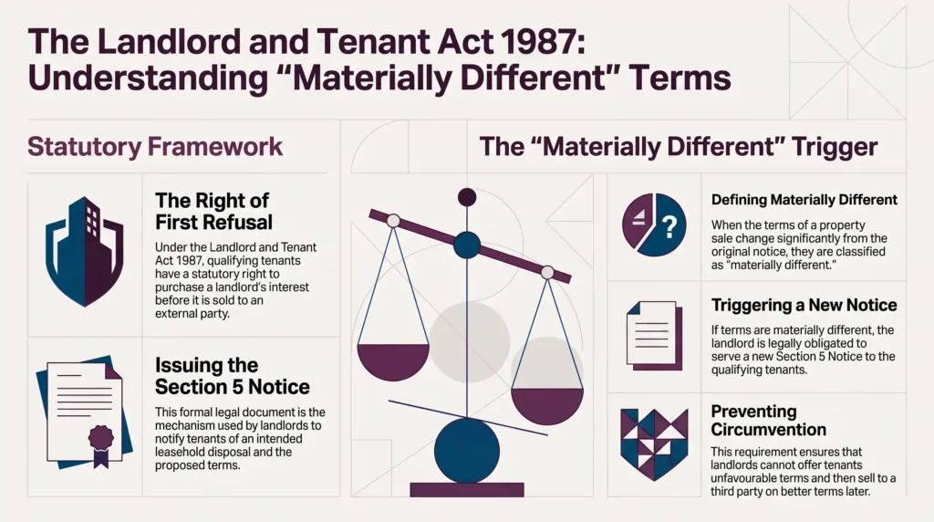 Landlord and Tenant Act 1987, Section 5 Notice, Materially Different Terms, Right of First Refusal, Leasehold Disposal, Qualifying Tenants, RMC Management, Property Law UK