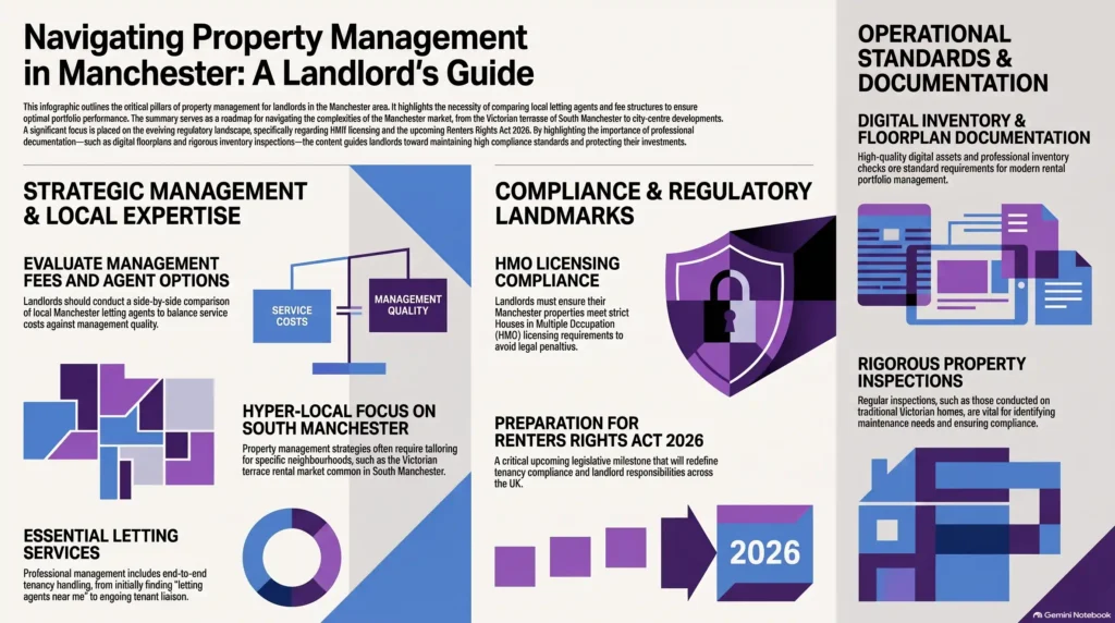 Manchester property management services, landlords in Manchester, letting agents near me for landlords, property management fees, HMO licensing Manchester, Renters Rights Act 2026, letting agents South Manchester