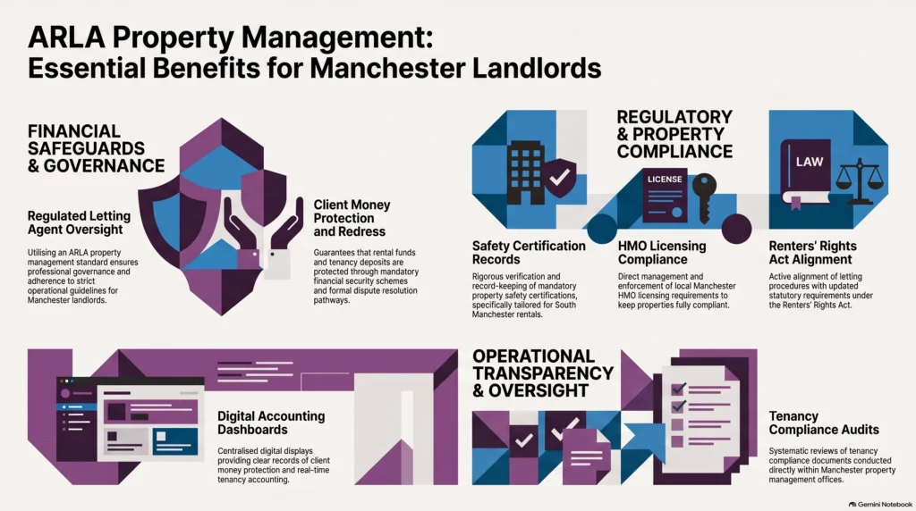 ARLA property management, regulated letting agent, client money protection and redress, Manchester landlords, HMO licensing Manchester, Renters Rights Act, property compliance