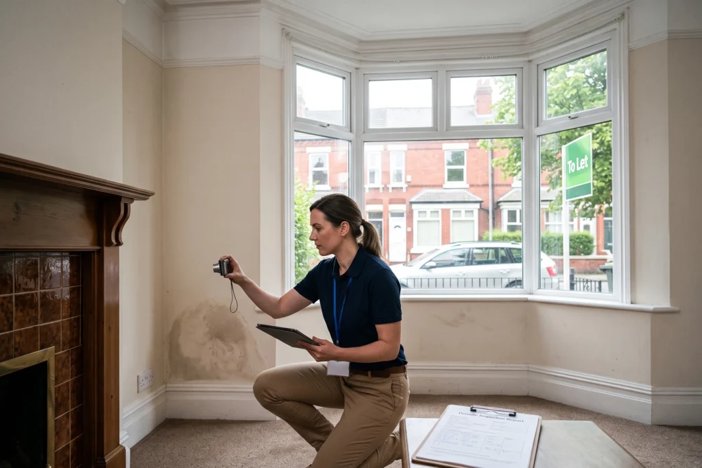 property management agency Manchester carrying out a rental property inspection, property management agency Manchester, ARLA letting agent, property management agency Manchester versus high-street letting agents