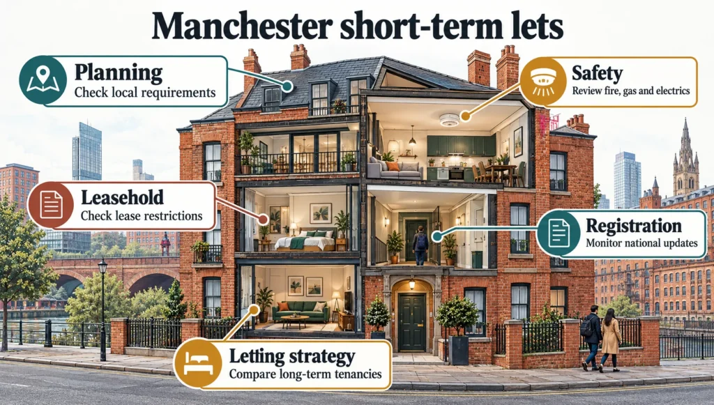 short term let Manchester, Airbnb landlord Manchester, short term let regulation, Manchester serviced accommodation, C5 use class, short term let registration scheme, Manchester planning enforcement